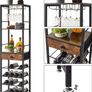 Wine Rack Freestanding Floor, Bar Cabinet,Coffee Bar Cabinet 4-Tier Wood bar Cabinet,Glass Holder and Storage Drawer for Home Bar Kitchen Living Room,Brown Image 5