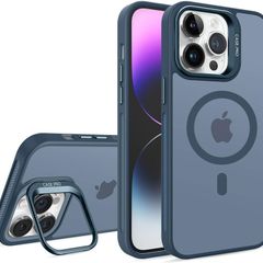 For Apple iPhone 16 Pro Skin-Feel Camera Holder Magsafe Case Blue