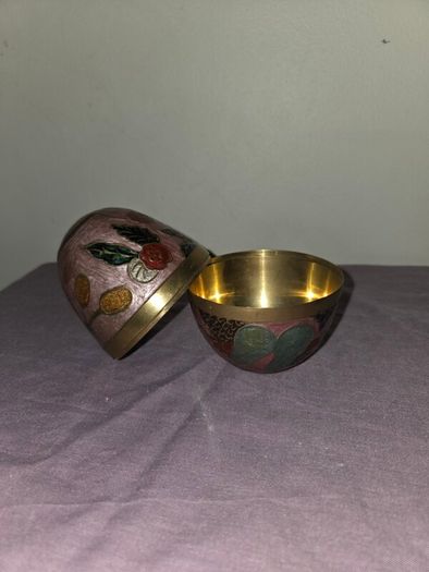Cloisonne Brass Egg Trinket Box