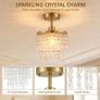 Gold Crystal Ceiling Light with 57 Crystal Strands, Ceiling Light with Mounting Plate for Hallway, Image 6