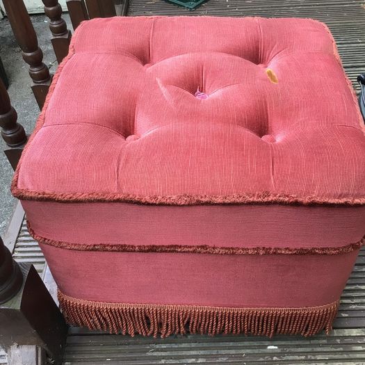 Large vintage Pouffe/Footrest/Stool on 4 castors