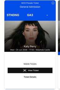 X1 Katy Perry Ticket