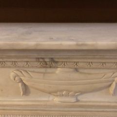 Marble Fireplace and Black Granite Hearth