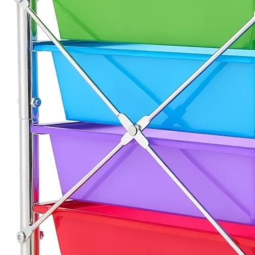 Rolling Cart with Drawers, 10 Drawer Storage Organizer, Mobile Utility Cart with Steel Frame, Universal Casters & 2 Brakes, Great for Office, Classroom, Craft Tools, Garage, Studio, Rainbow