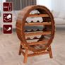 Wine Rack Barrel 12 Bottles Acacia Solid Wood Rustic 90 x 50 x 30 cm Standing Cellar Kitchen Living Room Bar Wine Barrel Bottle Rack Wine Stand Shelf Image 2