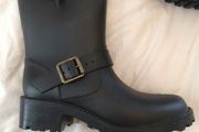 Black Biker Welly Boots size 40