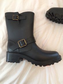Black Biker Welly Boots size 40