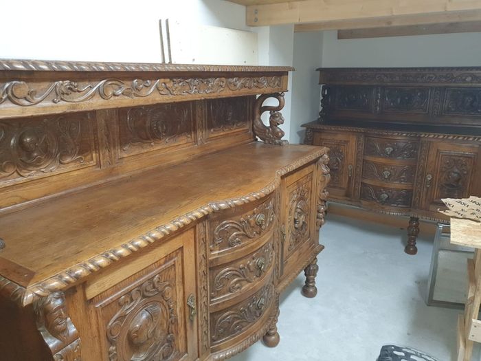 Hand-carved set of wooden furniture