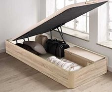Oak Ottoman Storage Bed Stylish Space, single size