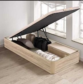 Oak Ottoman Storage Bed Stylish Space, single size