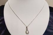 Elegant Sterling Silver Necklace with Faux Pearl &amp; CZ Pendant