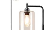 Led Floor Lamp,Modern Standing Lamp with Hanging Glass Shade,Eye-Care Metal Reading Floor Light,Industrial Warm White Floor Lamps for Living Room,Office,Black 6W A60,E27 Edison Bulb Included (FREE POSTAGE)