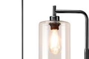 Led Floor Lamp,Modern Standing Lamp with Hanging Glass Shade,Eye-Care Metal Reading Floor Light,Industrial Warm White Floor Lamps for Living Room,Office,Black 6W A60,E27 Edison Bulb Included (FREE POSTAGE)
