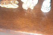 Solid Porcelain Miniature Figurines of Tiger, Poodle and a Seated Panda, possibly from Japan, in good condition, postage available or collection