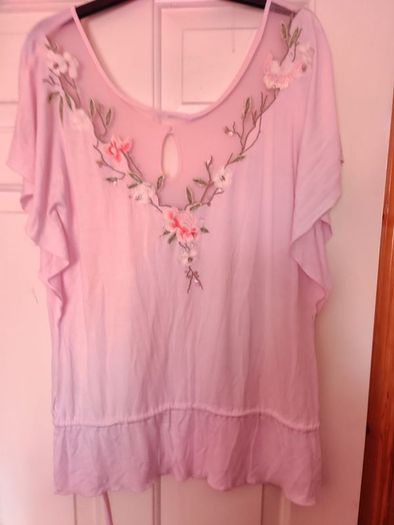 Pink embroidered top size UK12 EU40 Postage included