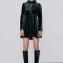 ZARA VELVET PRINTED Short dress with a high neck Image 6