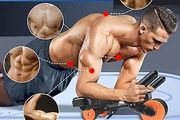 Ab Roller Elbow Support with Mat and Timer, Automatic Rebound Abdominal Wheel Roller, Abs Roller Wheel Workout Stomach Exercise Equipment for Home Gym Use, Fitness Accessories for Men and Women