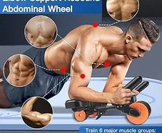 Ab Roller Elbow Support with Mat and Timer, Automatic Rebound Abdominal Wheel Roller, Abs Roller Wheel Workout Stomach Exercise Equipment for Home Gym Use, Fitness Accessories for Men and Women