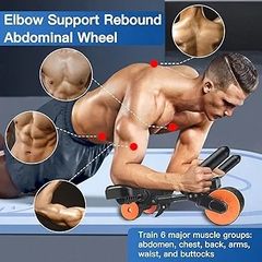 Ab Roller Elbow Support with Mat and Timer, Automatic Rebound Abdominal Wheel Roller, Abs Roller Wheel Workout Stomach Exercise Equipment for Home Gym Use, Fitness Accessories for Men and Women
