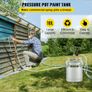 2-1/2 Gallon Pressure Feed Paint Tank Pot Spray Gun Sprayer System Air Fluid Hoses for House Keeping or Commercial Image 2