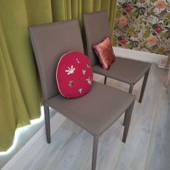 Two Leather Chairs Grey Leather