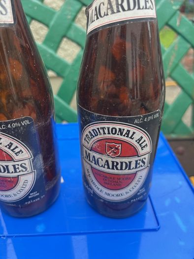 3   1995 empty Macardles Ale Dundalk bottles