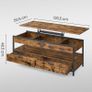 Height-Adjustable Lift-Top Coffee Table XL  with Storage 120 cm Industrial Design Image 6