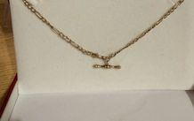 Vintage 9ct Solid Gold Albert T Bar Chain