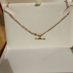 Vintage Italy 9ct Solid Gold Albert T Bar Chain