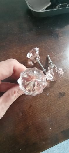 3 pink crystal drawer pulls