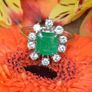 Beautiful 1970s Emerald & Diamond Ring - 18ct White Gold Image 5