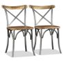 Dining Chairs 6 pcs Solid Mango Wood and Steel Cross Back Image 2