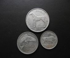 1939 Irish Republic. Set of 3 Silver Coins: Half Crown&Florin&Shilling