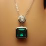Emeraldine Quartz and Real Moissanite Pendant and Chain Image 3