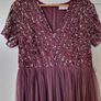 Size 10 Maya Deluxe Berry V-neck Sequin and Tulle Bridesmaid Dress Image 4