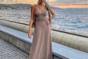 ZARA Knit V-neck midi dress with straps