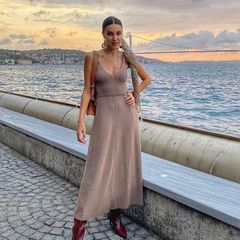 ZARA Knit V-neck midi dress with straps