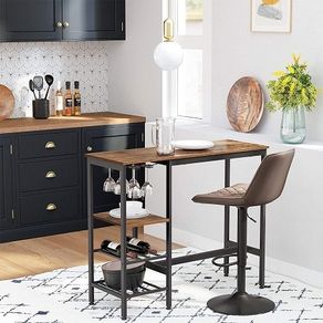 New Industrial Bar Dining Table With Shelves - FREE P&P