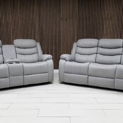 Roma Plus Light Grey Wireless Charging Recliner Sofa
