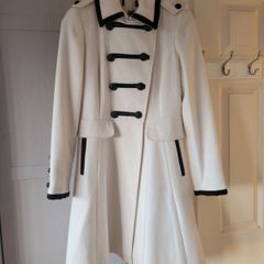 Military Style White Winter Coat