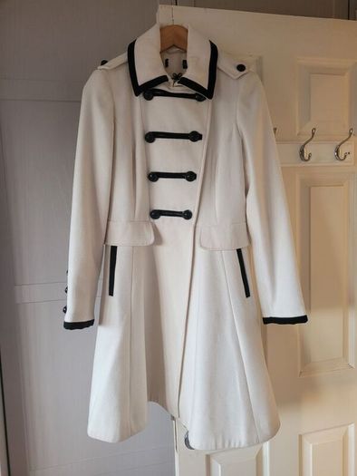 Military Style White Winter Coat