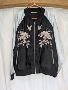 Adverts.ie title: Innocence Embroidered Floral Bird Bomber Jacket Size 12
