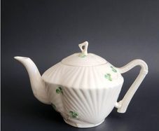 Irish Belleek Shamrock Teapot  Rare Collectable
