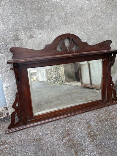 Wooden over mantel mirror