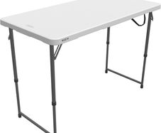 4 x 2 ft (122 x 61 cm) Rectangular Light Commercial Fold-in-Half Folding Table with 3 Adjustable Heights of 24/29/36 inch (FREE PIATAGE)
