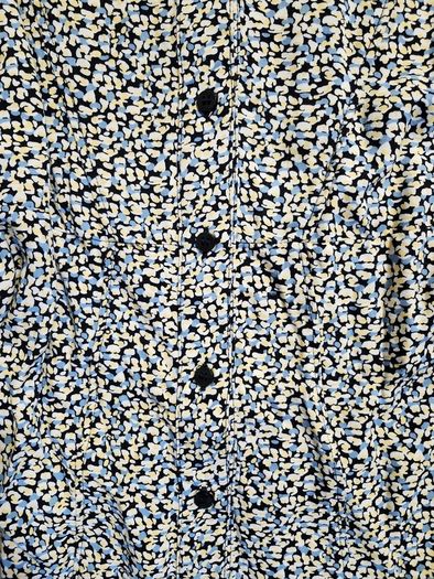 Longsleeve midi dress with belt - H&M - Blue, white, yellow, black Pattern - Size small