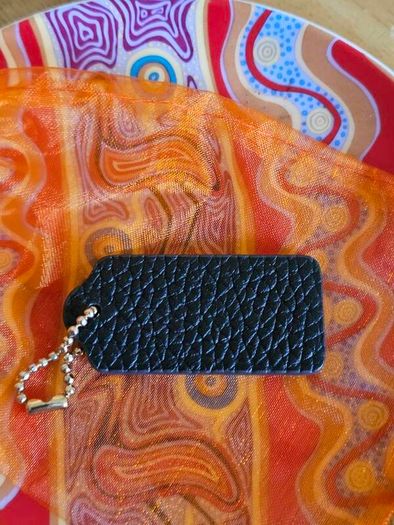 Coach Small Black Leather Bag Tag / Authentic / BRAND NEW