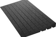 Rubber Threshold Ramp, 6.5 cm Rise Threshold Ramp Doorway, 3 Channels Cord Cover Rubber Solid Threshold Ramp