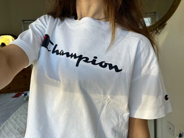 Champion White Cropped T-Shirt Size XS