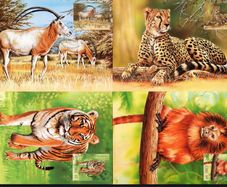 1998 Ireland Endangered Animals (Cheetah, Oryx, Tamarin & Tiger) Stamps Maximum Cards First Day of Issue Cancel with matching stamp.